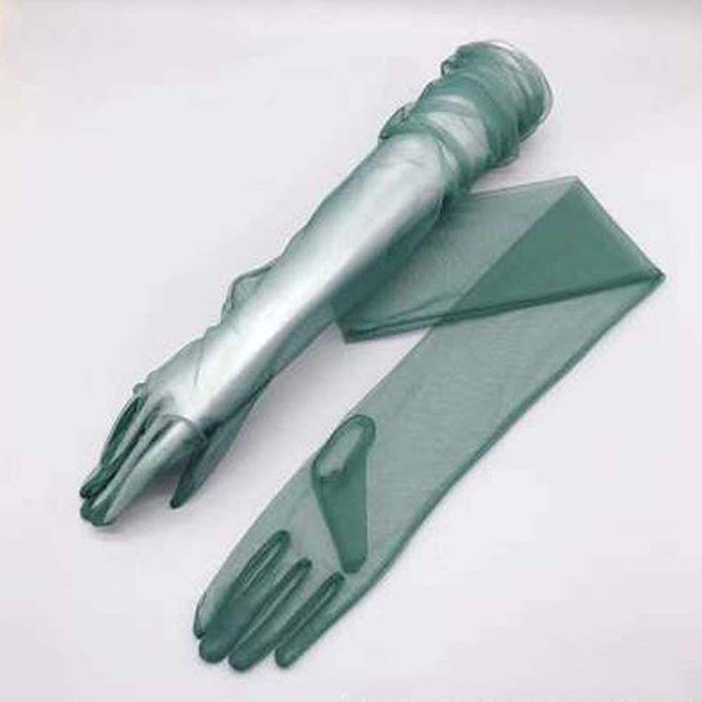 Длинные Модные Женские Перчатки до Локтя из Прозрачного Тюля Женские Тонкие Перчатки Кружевные Митенки Пятипалые Митенки