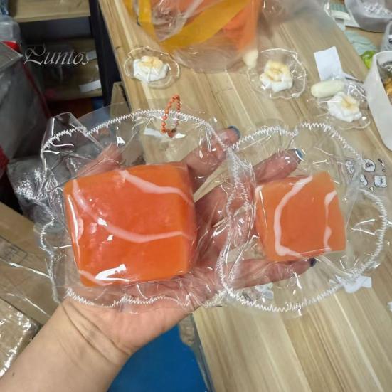 Salmon Stress Relief Toy Thick Cut Squeeze Toy, Realistic Food Sensory Portable Reliever Slow Rising Cube Fidget for Home Office School