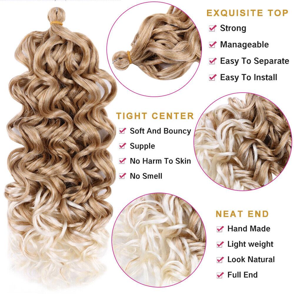 18-дюймовые синтетические волновые плетения наращивания волос вьющиеся волосы крючком косички для волос