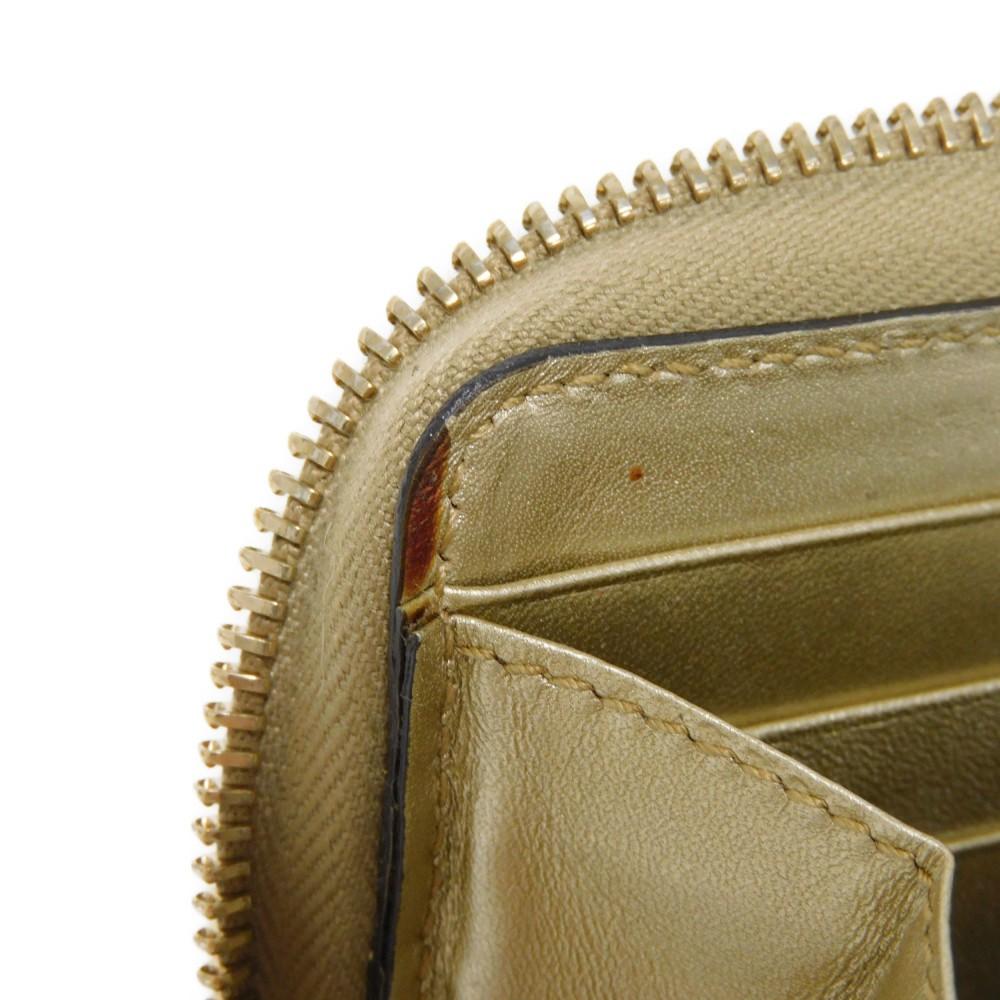 Used Guccissima Ribbon Zip-Around Wallet (9539) 388680 7940 Zip Around Micro GG Ribbon Champagne Gold Women's from