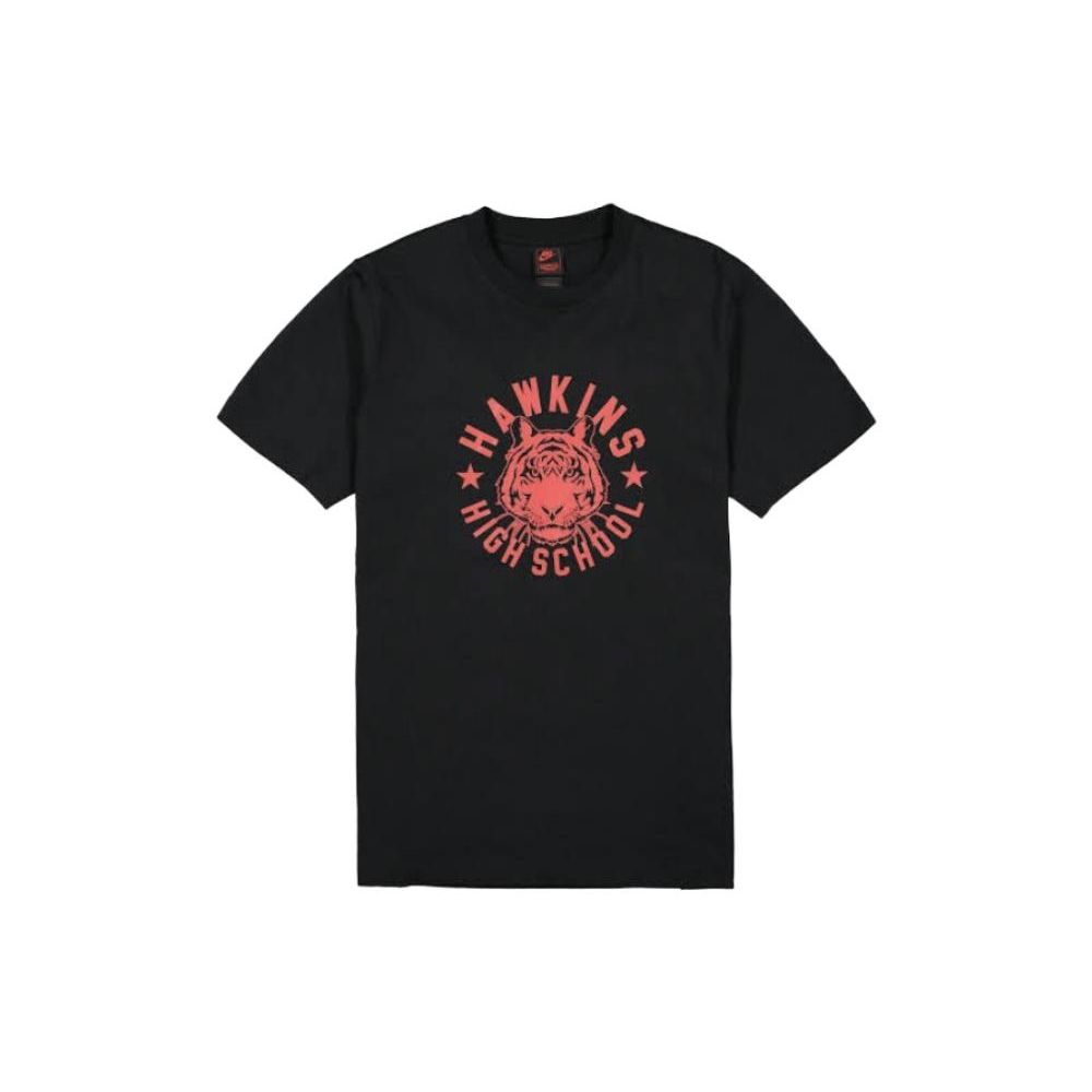 Nike Высокая футболка X Stranger Things Hawkins, черная мужская уличная одежда CK2342-010