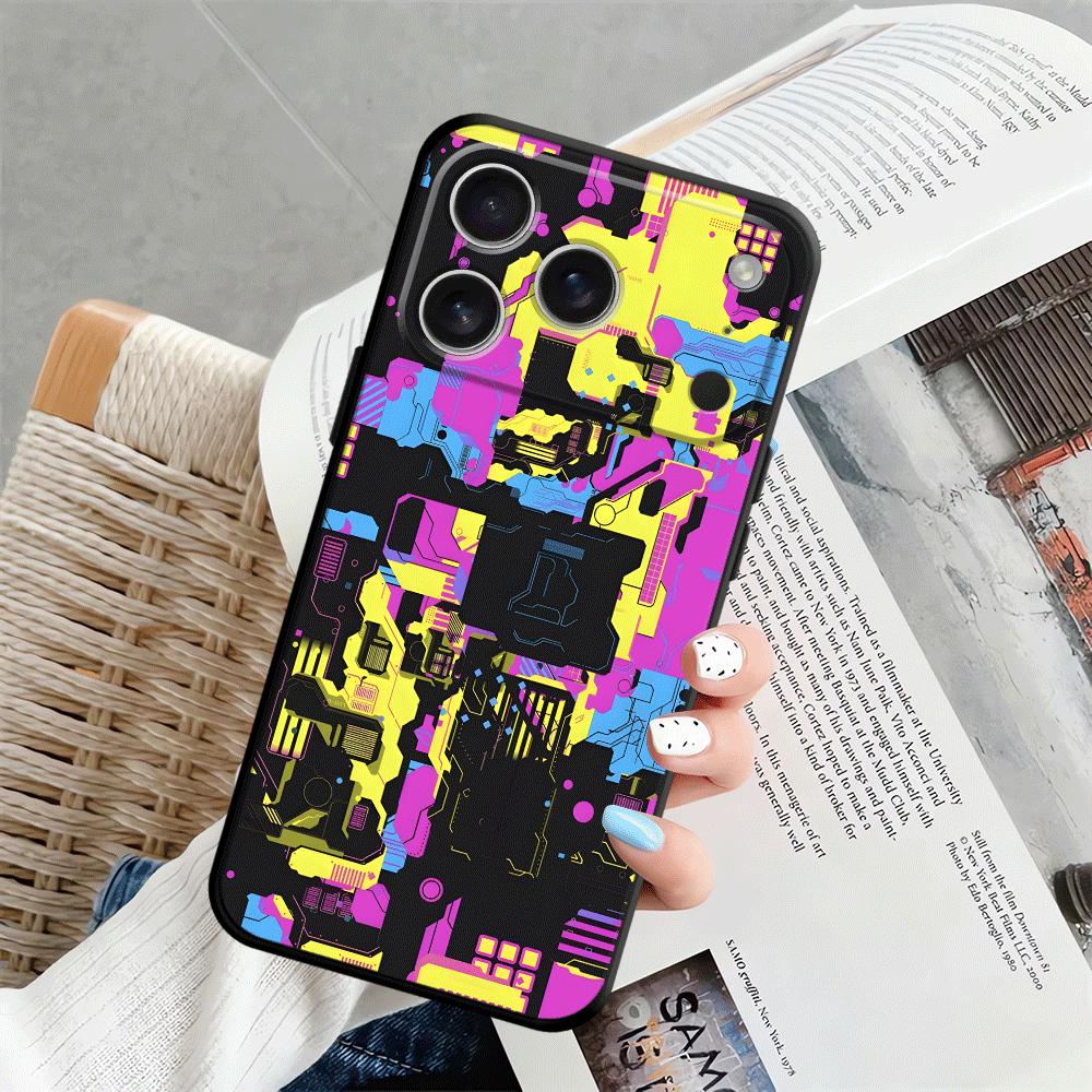 Чехол для iPhone XS Max 7 8 13 12 11 17 Pro Max 15 16 14 Plus 17Air XR Черный Мягкий Чехол для Телефона Креативное Искусство Граффити