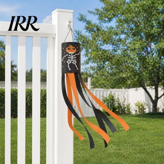 Halloween Party Decor 39 Inch Windsock Flag, Cartoon Ghost Flag Windsock, Waterproof Weather Resistant Hanging Ornament for Outdoor Garden Yard Porch