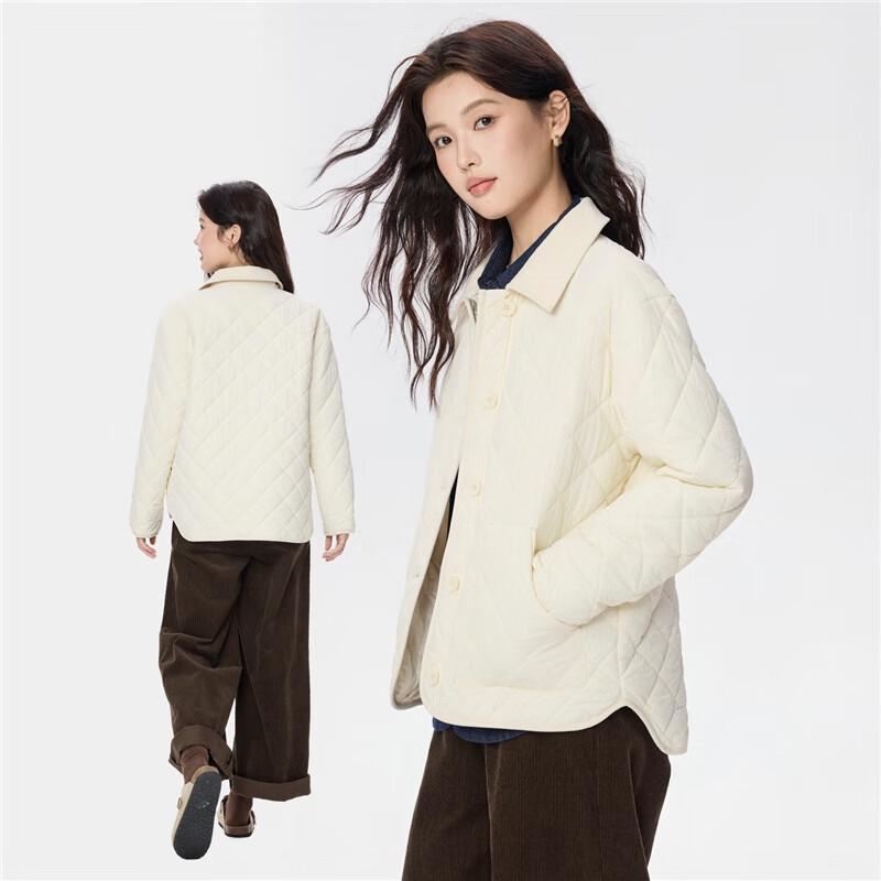 Giordano Women's Quilted Corduroy Lapel Padded Jacket