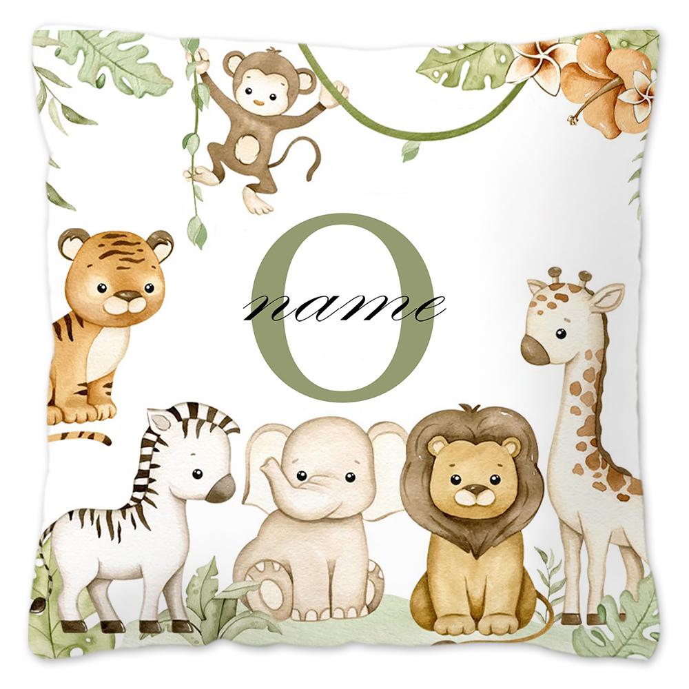 Животное с именем Наволочка Персонализированная наволочка Пылезащитный чехол Спальня Детская Дикая вечеринка Украшение Наволочка День рождения Детский подарок