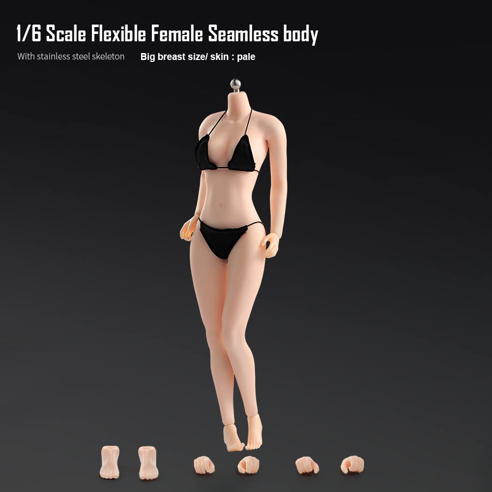 1/6 Scale Upgraded Version of the Movable Female Body, Scale Steel Frame, Super Flexible Makeup, Seamless Body, Large Bust, 12-inch Female Action Doll
