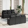 7-Piece Garden Sofa Set with Black Poly Rattan Cushions, 2-Seater Garden Sofa with Storage and 3354942