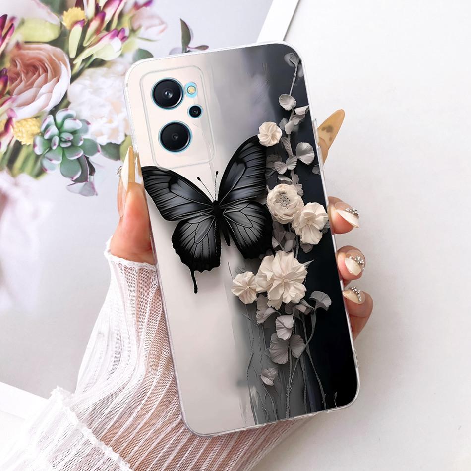 For Realme 9i RMX3491 Cute Flower Butterfly Cat Painted Case For Realme9i 4G Soft Silicone TPU Phone Cases