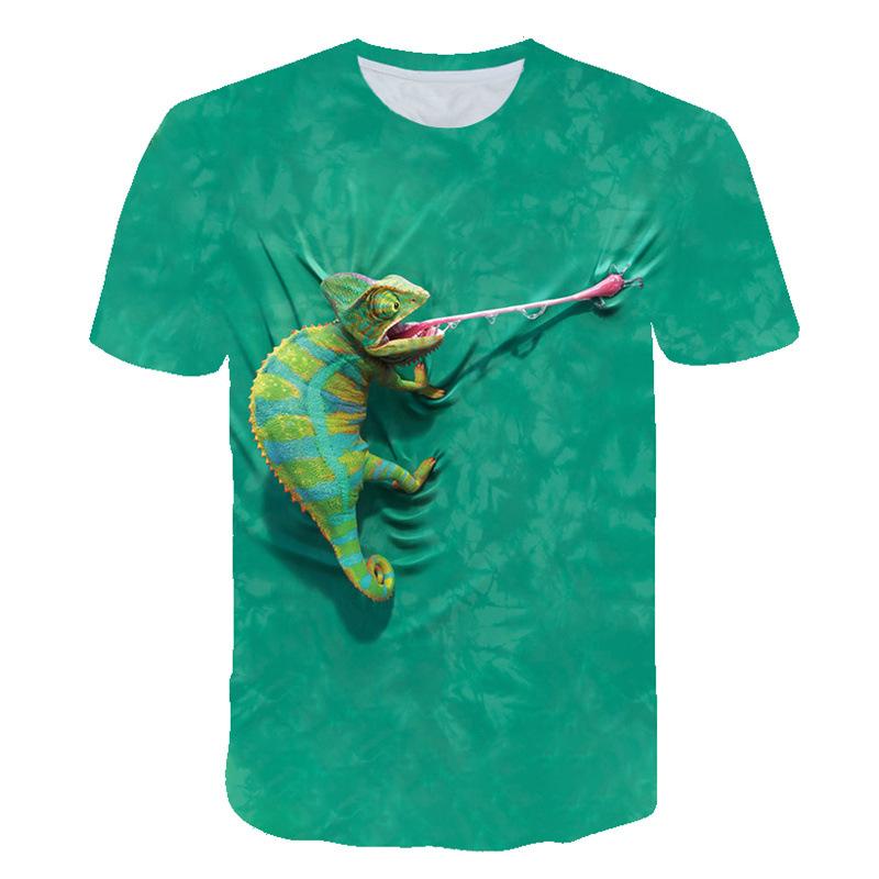 Мужская футболка с короткими рукавами и принтом животных, круглый вырез, повседневная спортивная мужская футболка-пуловер