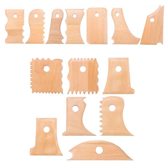 7 Pcs Pottery Tools Set Wooden Pottery Rib Foot Shaper Trimming Tools for Ceramics Clay Carving And Shaping Craft