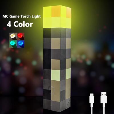 MC Game Torch Light Brownstone LED Night Light USB перезаряжаемый светильник для спальни украшение настольная лампа подарки лампа для детей ночник
