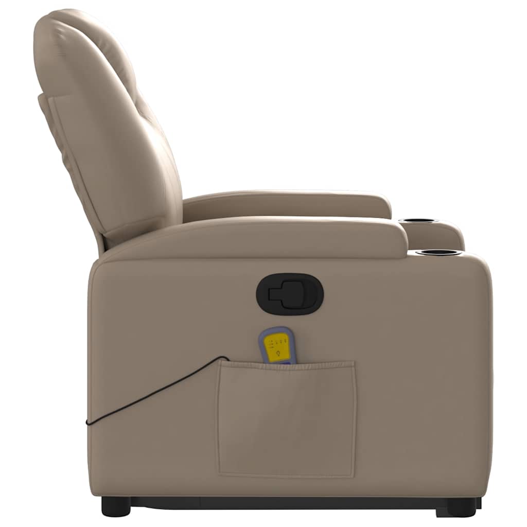 Massage Recliner with Rising Function Cappuccino Brown Artificial Leather