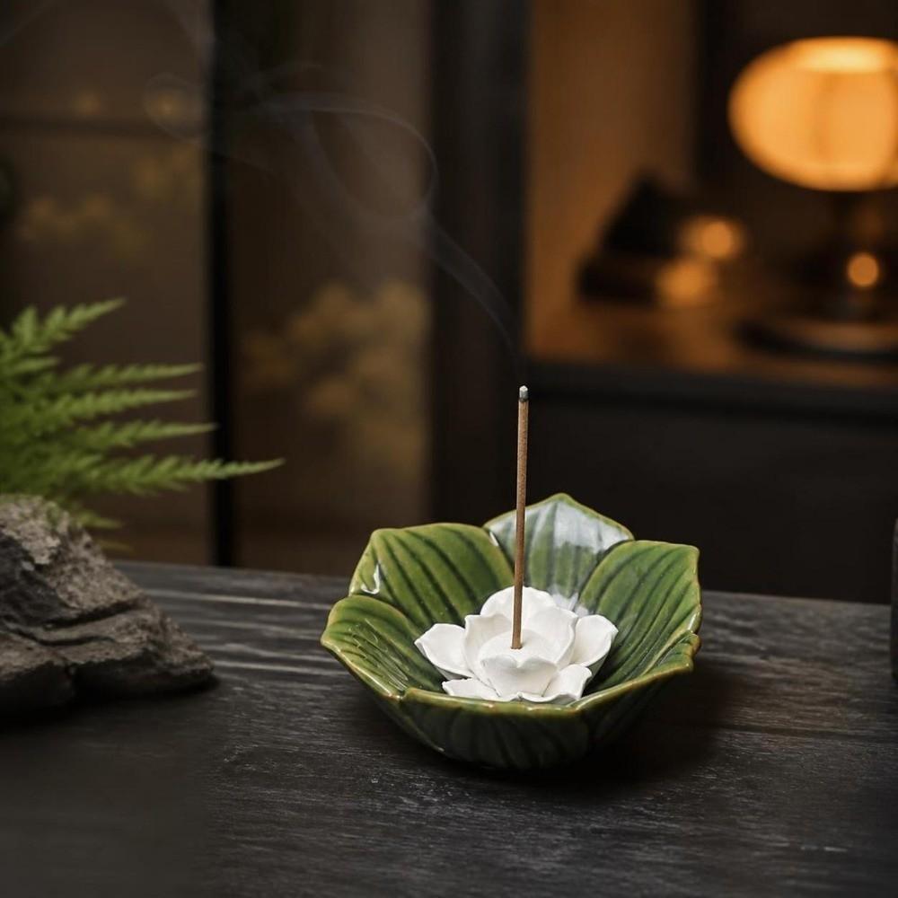 Ceramic Incense Burner Flower Design Incense Burning Tray Incense Stick Holder Home Decor