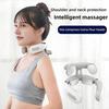Портативный массажер для шеи 6 режимов вибрации 16 уровней интенсивности Перезаряжаемый Глубокотканный Обезболивающий Электрический Вибрационный Шейный Массажер с Подогревом