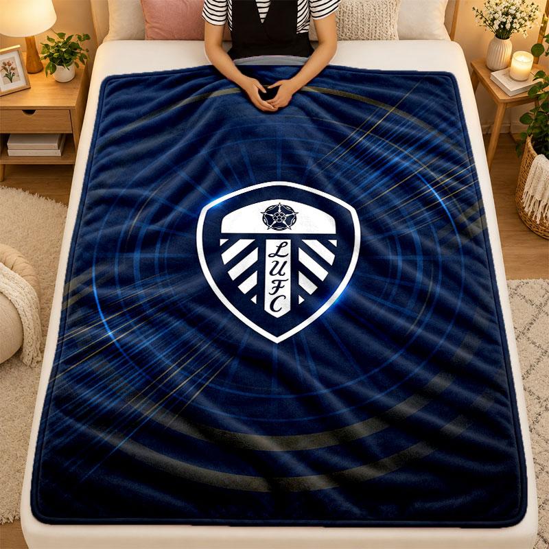 Flannel BlanketLeeds United Warm Soft Throw Blanket for Indoor Sofa Bed Living Room Use