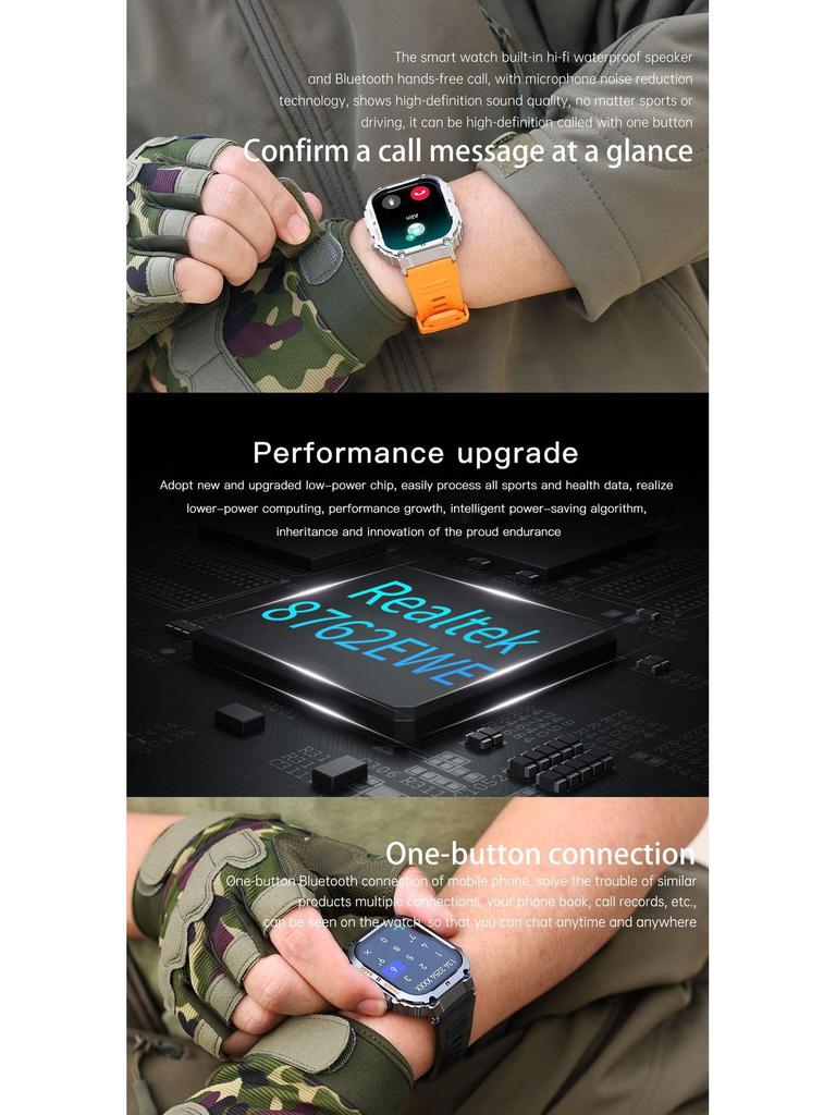 Умные часы K57PRO: Звонки по Bluetooth, уведомления, 3-защита от спорта на открытом воздухе, мониторинг артериального давления и уровня кислорода.