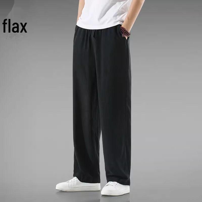 Унисекс летние льняные хлопковые брюки широкого кроя - дышащие, легкие, свободного кроя
