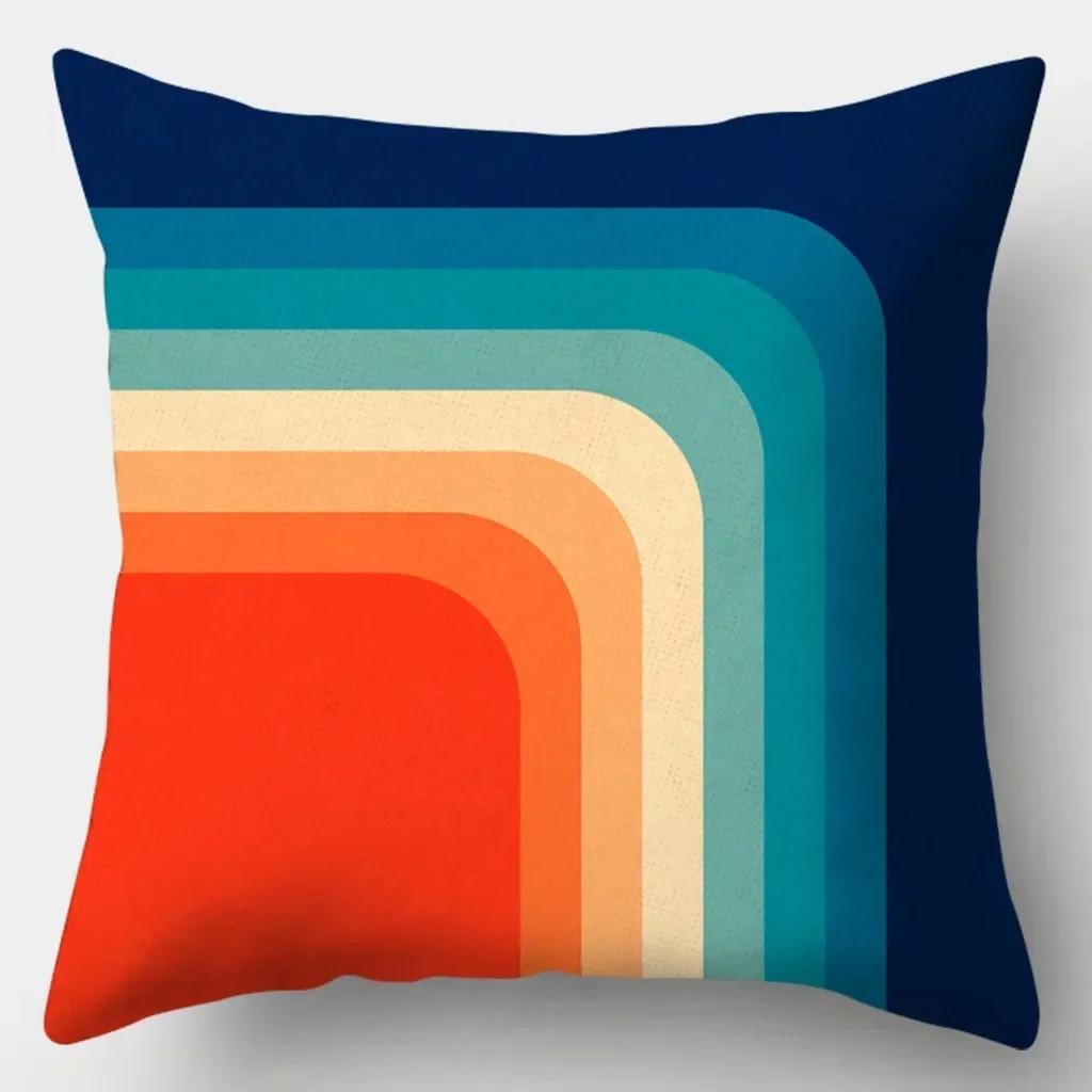 Double-Sided Printed Pillow Covers Mid-Century Triangle Chevron Art Decorative Throw Pillow Cases, Bold Color Block Home Decor