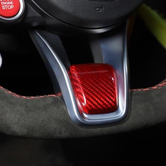 Red Carbon Fiber Steering Wheel Cover Trim for Alfa Romeo Giulia/Stelvio 20-24