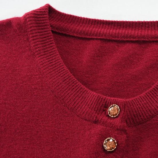 Осень-весна вязаное пальто для мам с цветочной вышивкой, однобортное, с круглым вырезом, свободный, с длинными рукавами, кардиган, эластичный