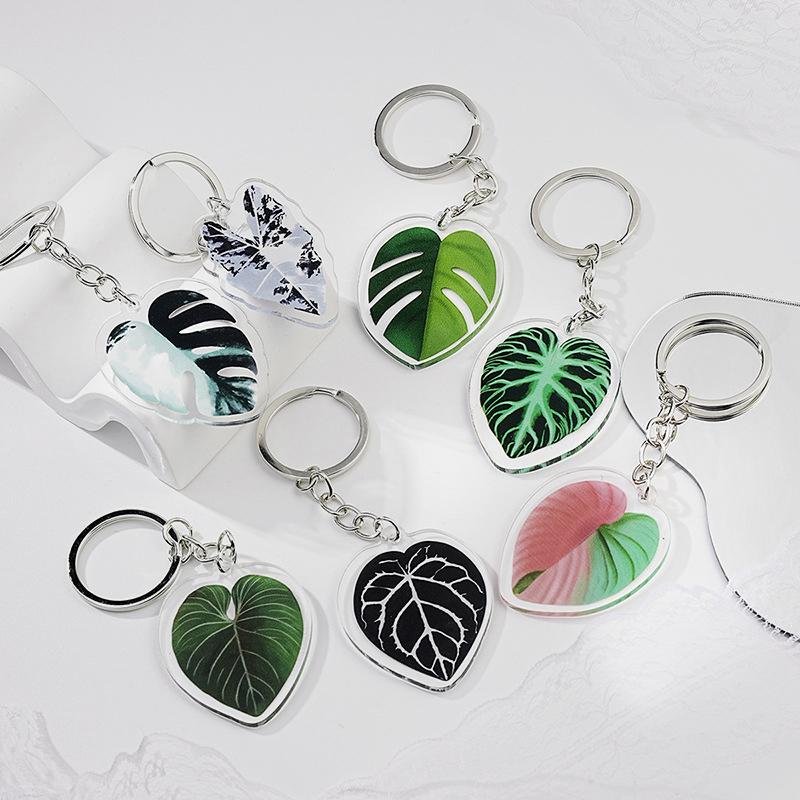 1 шт. Акриловый маленький подарок имитация зеленого растения модный брелок прекрасный лист брелок кулон женская сумка кулон