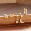 5PCS New Design Gold Color Ear Stud Earring Set For Women Zircon Star Moon Punk Piercing Earrings Helix Tragus Piercing Jewelry
