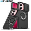 KEYSION 360° Чехол-подставка для телефона для IQOO Z10R 5G, сдвижная защита камеры, магнитная противоударная задняя крышка для VIVO V60 Lite 5G