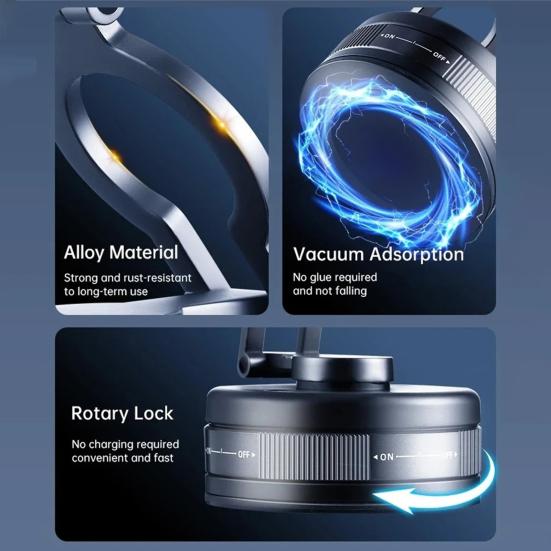 Магнитный вакуумный автомобильный держатель для телефона, вращающийся на 360 градусов, с сильной присоской, регулируемый держатель для приборной панели с креплением на воздуховод