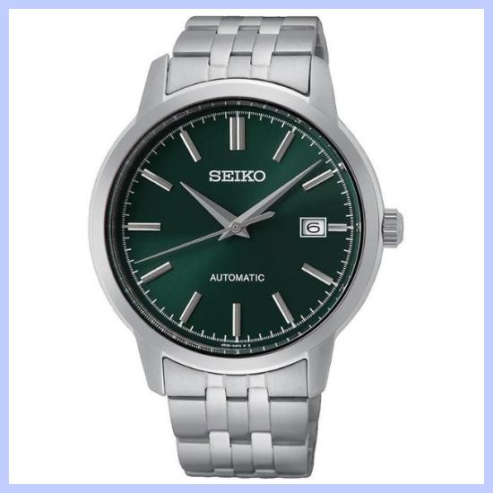 Seiko 5 Спортивные Автоматические Часы Модель SRPH89K1 Заводная Головка Справа Зеленый Мужской Дизайн