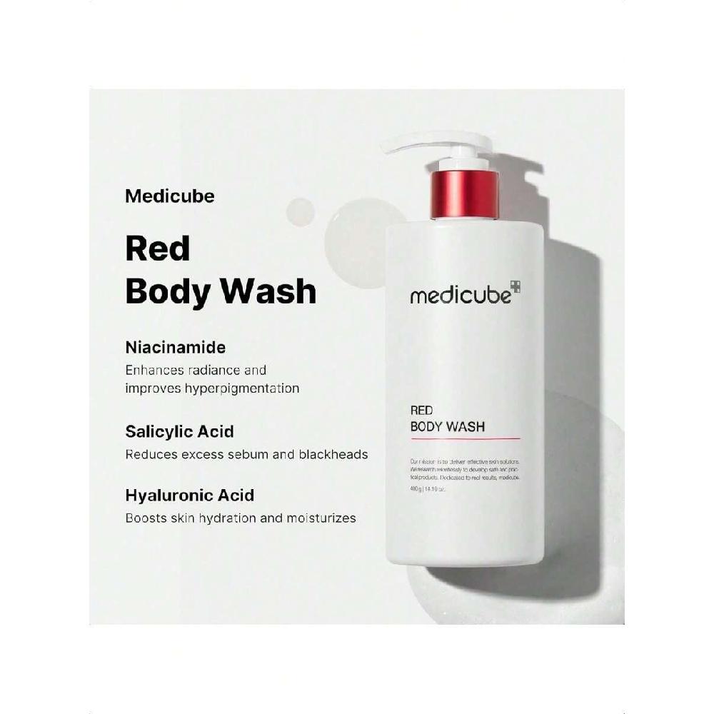 Medicube Red Acne Body Wash 400g Low Ph And Hydrating Cleanser With Salicylic Acid, Lactic Acid, Niacinamide And Hyaluronic Acid Suitable