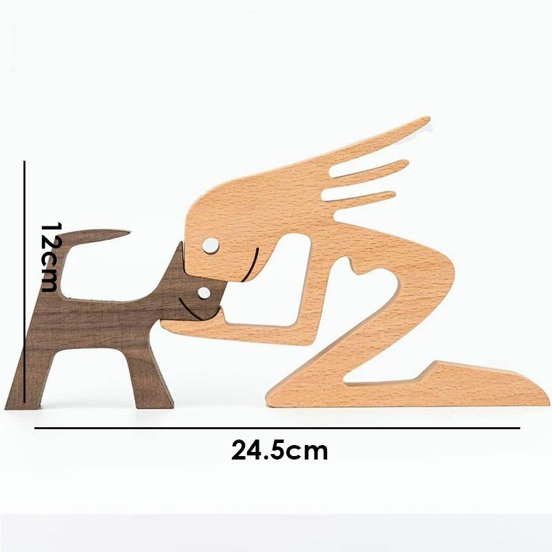 Деревянная фигурка в виде семейного щенка, настольное украшение для стола, резьба по дереву