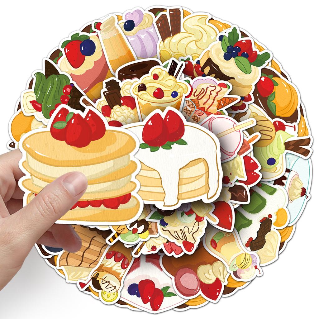 50 Dessert Doodle Personalized Hand-painted Cakes for Kids Decorative Mobile Phone Case Suitcase Stickers Waterproof