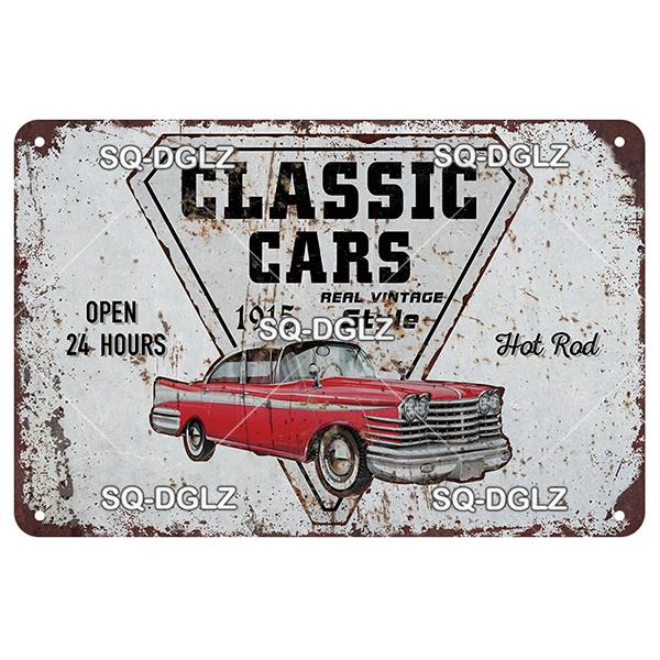SQ-DGLZ винтажная металлическая вывеска, классические автомобили, жестяная вывеска, тарелка для гаража, магазина, домашний бар, дверь, Настенный декор, наклейка, украшение, табличка, постер