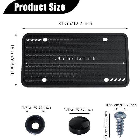 Silicone License Plate Frame 2 Pack, Anti-Scratch Black License Plate Frame Brackets, Anti-Rattle Durable Universal Holder for US Standard Vehicles