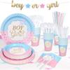 Pink Blue Boy Or Girl Gender Reveal Baby Shower Party Disposable Tableware Set Paper Plates Cups Banner Balloon Decoration
