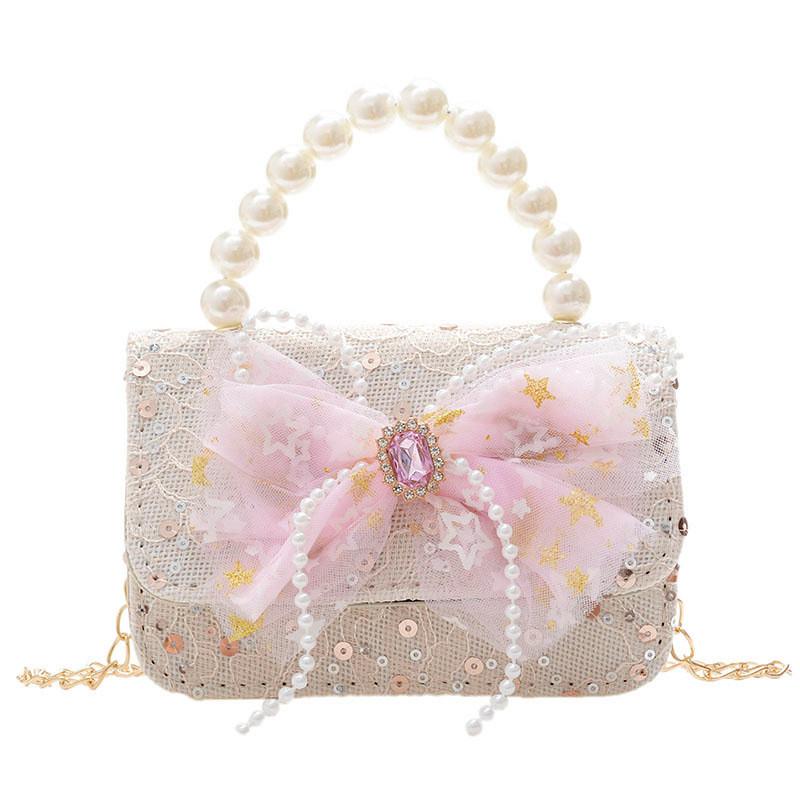 Charming Pearl Bag For Kids Fashionable Princess Style Shoulder Bag For Girls