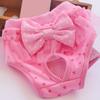 Pink Tone Dog Period Underwear Bow Decor Pet Short Pant Female Dog Nappy  Indoor Daily Wear