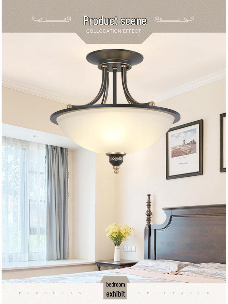 American Retro Semi-Flush Mount Chandelier for Modern Living Spaces - Bedroom, Dining Room, Balcony, Hallway, and Foyer Lighting.