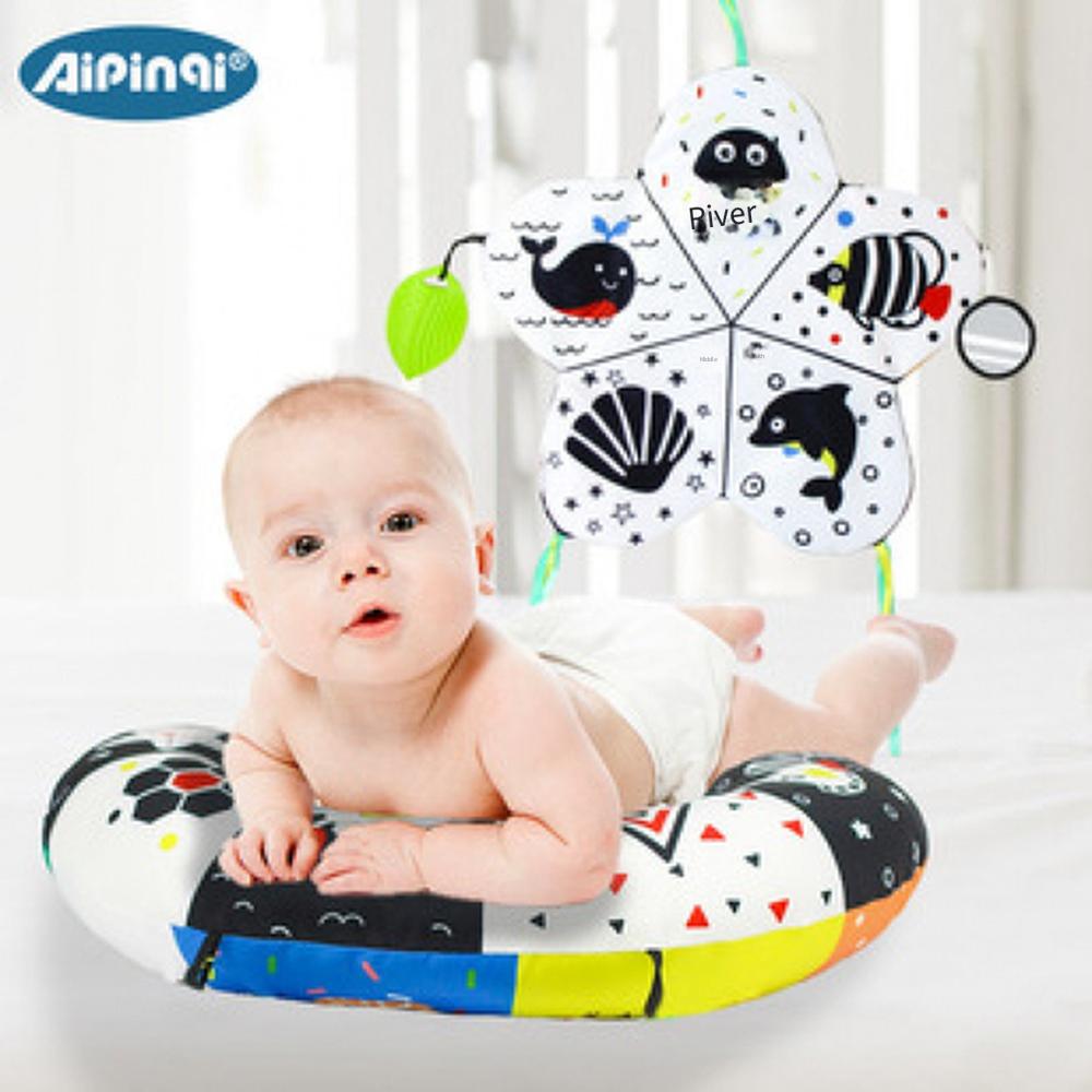 aipinqi colorful animal plush hanging toy with rattle newborn soothing doll for baby car bed 0-1 year old