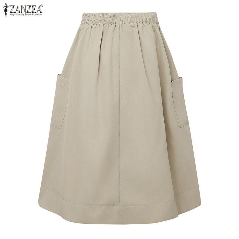 ZANZEA Женские повседневные свободные летние юбки с эластичной резинкой на талии