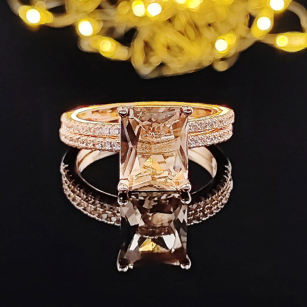 European and American Rose Gold Micro-Paved Engagement Ring Set - R5026