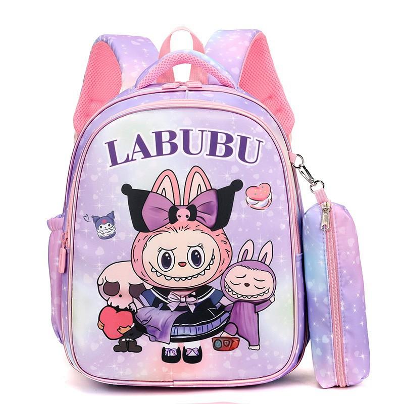 The New LABUBU Children's Schoolbag Cute Cartoon Pencil Case Backpack Boys and Girls Primary School Students First and Second Grade Backpack