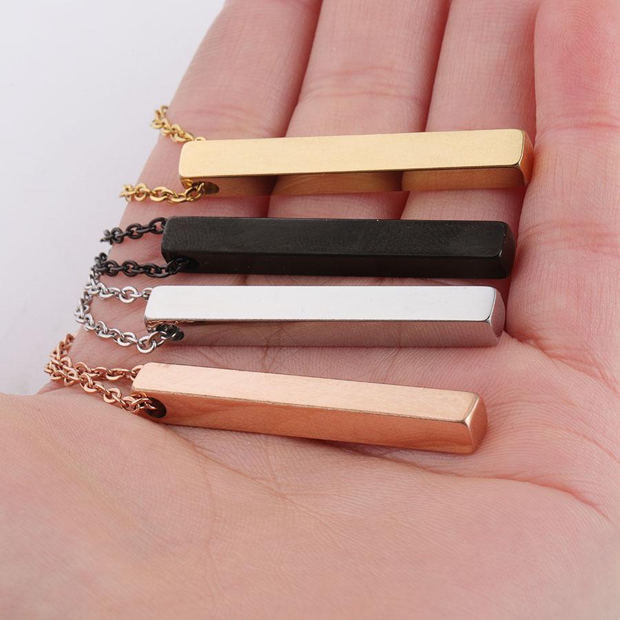 Customizable 3D Mirrored Stainless Steel Cylinder Necklace