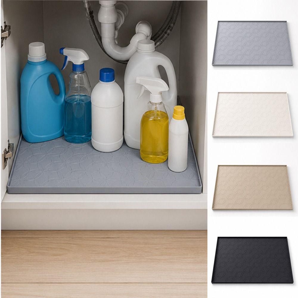 Raised Lip Under Sink Mat Anti-Mold Cabinet Liner Premium Silicone Cabinet Protector Pet Mat