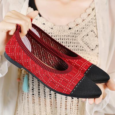 Женская обувь, новая летняя модная летающая тканая обувь соответствующего цвета, туфли без шнуровки с низким вырезом, туфли на плоской подошве для мамы