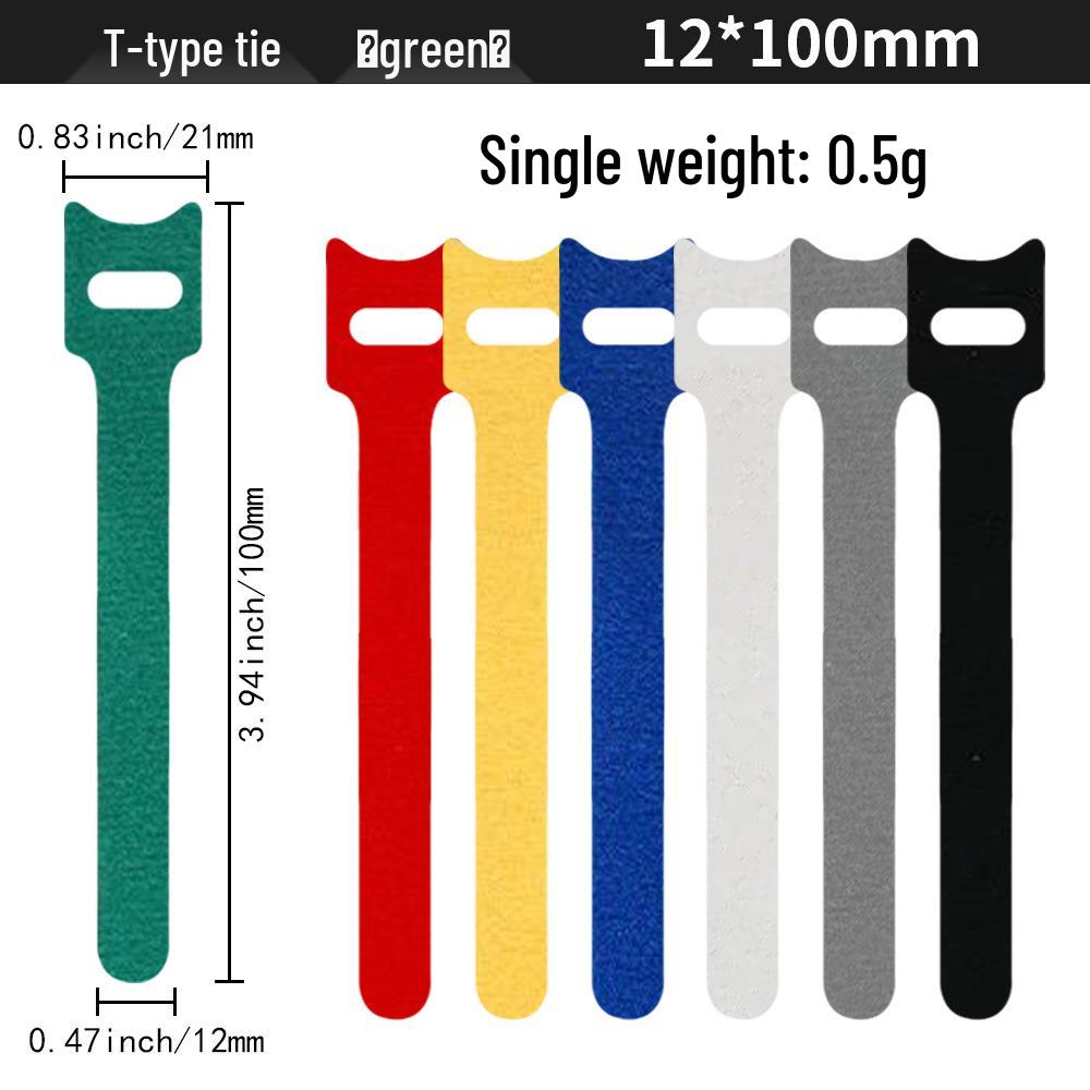 T-Type Magic Tape Cable Ties for Earphones, Data Cables, Organizers, and Network Cables with Back-to-Back Adhesive Straps.