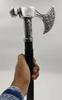 Silver Finish Metal Axe Head Handle Wooden Walking cane-Walking Stick-