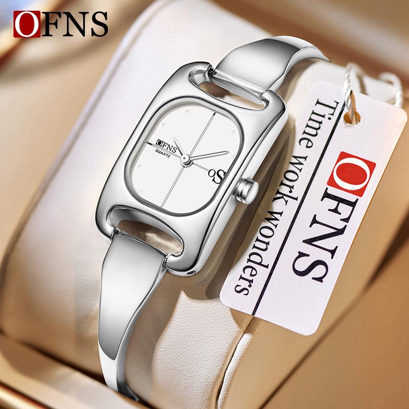 Fashion Ofns Minimalist Luxury Women's Quartz Watch Square Design With 3d Indexes Alloy Band Versatile For Daily And Commute Use