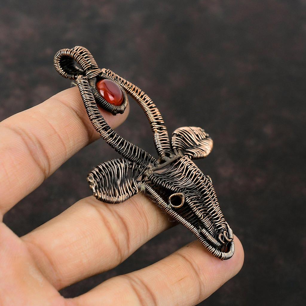 Подвеска из сердолика, медная проволока, кулон с бычьим лицом, медные украшения, кулон с драгоценным камнем, ювелирные изделия ручной работы, подарок на помолвку