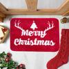 Christmas Bathroom Rug Xmas Snowflake Door Mat Flannel Floor Mat Absorbent Non-Slip Bath Mat for Xmas Home Decor